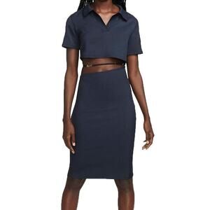 Nike X Jacquemus Navy Blue Polo Dress Cut Out Strappy Logo SZ M NWT